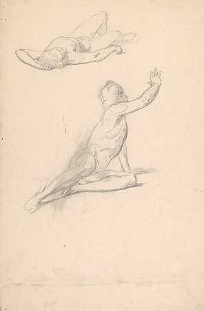 Józef Simmler的两个裸体男性素描