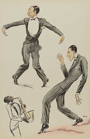 乔治·古尔萨特（Georges Goursat）（SEM）在萨克斯管声中跳舞的两个人