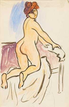 卡尔·纽曼的《女性裸体躺在床上》