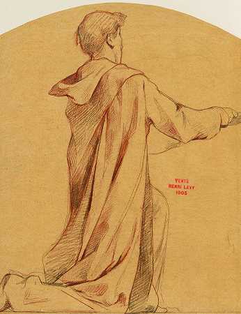 亨利·利奥波德·莱维的《跪下的僧侣研究》