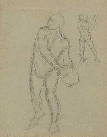 “Józef Simmler的《圣马蒂亚斯的殉难》画中两名男性裸体素描