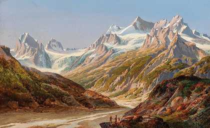 伊格纳兹·多恩（Ignaz Dorn）的《Silvretta Mountain Landscape with Schattenspitze and Eckhorn》