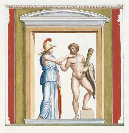 “壁龛内描绘的雅典娜和大力神。皮埃尔·让·马里埃特