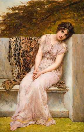 威廉·奥利弗的《坐在大理石座椅上的年轻女子肖像》