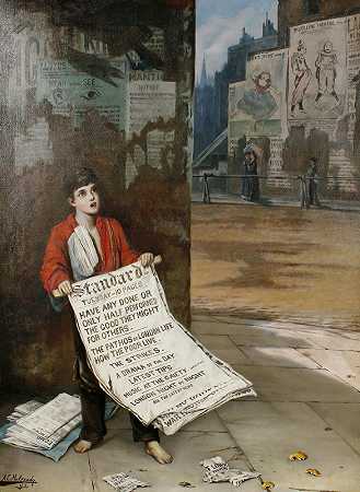 Augustus Edwin Mulady的《伦敦报童》