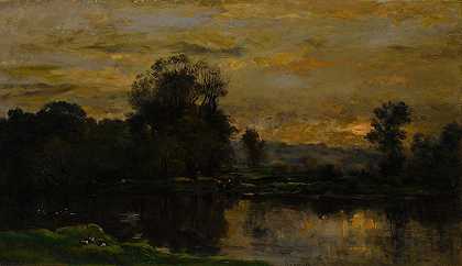 查尔斯·弗朗索瓦·道比尼的《与鸭子的风景》