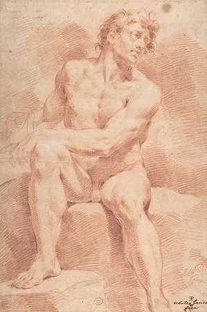 《坐着的裸男》作者：Ubaldo Gandolfi
