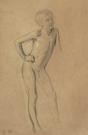 古斯塔夫·克里姆特的《裸体站立男孩》