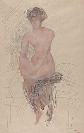 《坐着的裸体女性》作者：Auguste Rodin