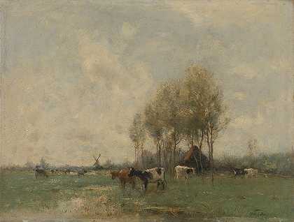 威廉·马里斯的《牧场与奶牛》