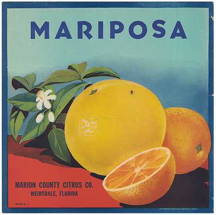 “的Mariposa柑橘标签