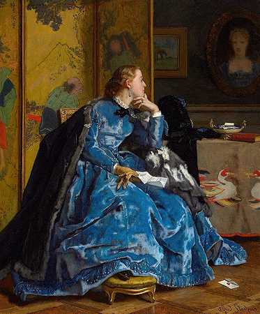 阿尔弗雷德·史蒂文斯的《公爵夫人（蓝色连衣裙）》