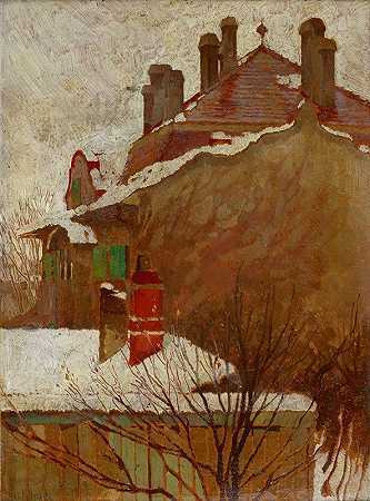 埃贡·席勒的《冬天的房子》（从工作室看）