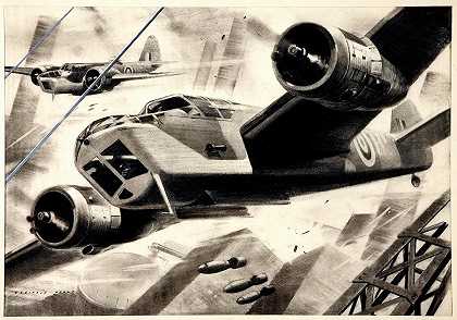 英国皇家空军联队指挥官H I Edwards雷金纳德·芒特轰炸中的飞机