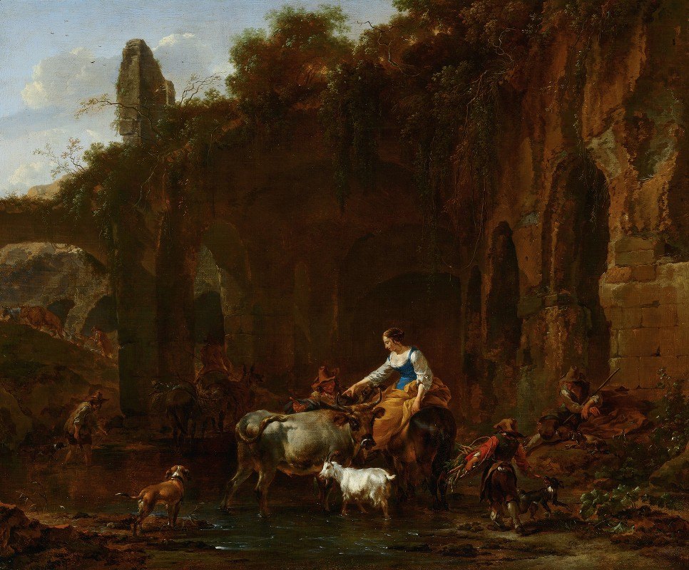 《罗马废墟旁的牧羊人》，作者：尼古拉斯·彼得斯