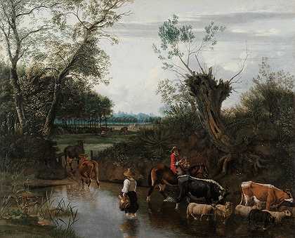 Jan Siberechts的《农民过小溪》