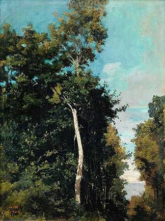 让·巴蒂斯特·卡米尔·科罗特的《Honfleur优雅海岸的森林》