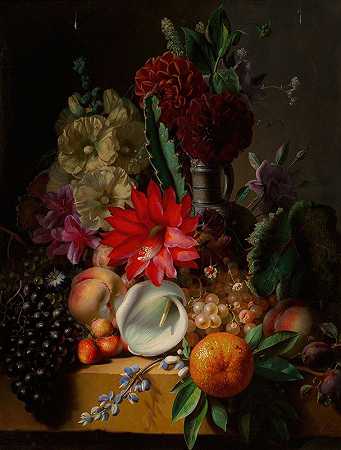 让-巴蒂斯特·罗比的《窗台上有花和水果的静物》