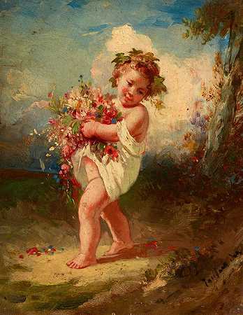 弗朗索瓦·路易斯·兰凡特·德·梅茨的《带花的孩子》