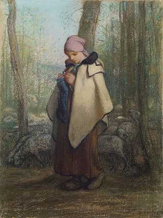 让-弗朗索瓦·米勒的《针织牧羊女》