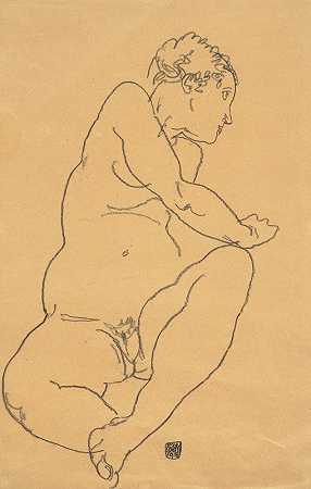 埃贡·席勒的《女性裸体向左弯曲》