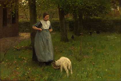 安东·莫夫（Anton Mauve）的《拉伦的女人和羊羔》（Woman from Laren with lamb）
