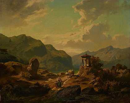 Carlo Brioschi的《带湖的山景》