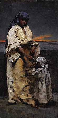 查尔斯·斯普拉格·皮尔斯的《母亲与孩子，晚间沙漠》