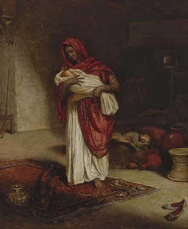 艾玛·W·富勒顿的《印第安阿雅与熟睡的孩子》