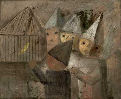 塔德乌什·马科夫斯基的《笼前的孩子和金丝雀》