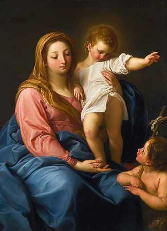 蓬佩奥·巴托尼的《圣母与孩子与婴儿圣约翰施洗者》