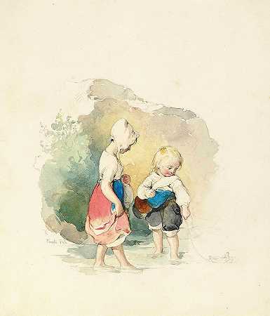 彼得·芬迪的《孩子们在岩石边划水》