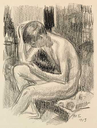 《坐着的裸体》作者：Magnus Enckell