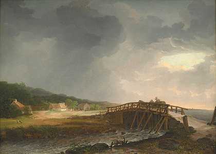 约翰·克里斯蒂安·达尔（Johan Christian Dahl）的《跨越Tryggevælde河的大桥，新西兰Køge美景》