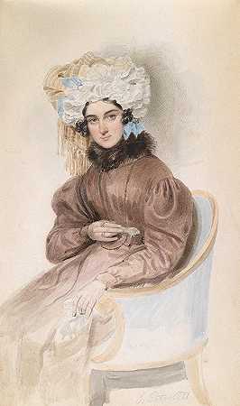 伊曼纽尔·托马斯·彼得（Emanuel Thomas Peter）的《一位带褶边头巾的坐着女士的肖像》