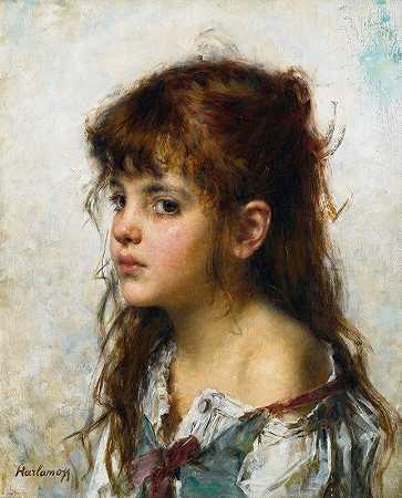 阿列克谢·哈拉莫夫的《少女肖像》