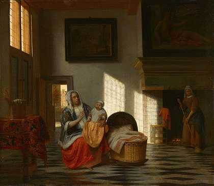 Pieter De Hooch的《母亲与孩子的室内》