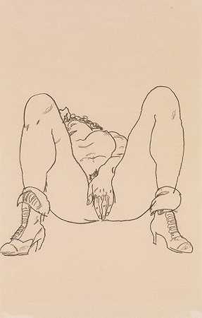 埃贡·席勒的《穿着靴子的裸体躺着》