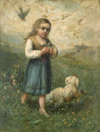 爱德华·米切尔·班尼斯特的《小鸟和狗的孩子》