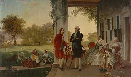 托马斯·普里查德·罗西特的《华盛顿和拉斐特在弗农山》，1784年（战后华盛顿的故乡）
