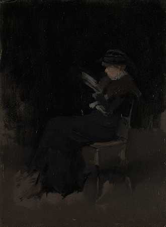 詹姆斯·阿博特·麦克尼尔·惠斯勒的《黑衣安排女孩阅读》