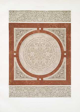 “阿拉伯花纹Qaoum El-Dyn清真寺大理石雕带和玫瑰花饰（18世纪），作者：埃米尔·普里塞Avennes