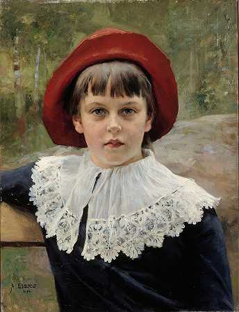 阿尔伯特·埃德尔费尔特的《艺术家姐姐贝尔塔·埃德尔费尔肖像》