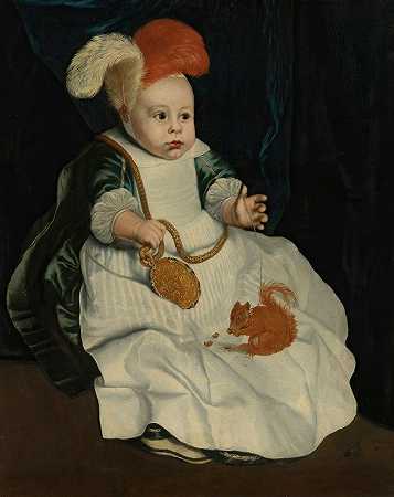 彼得·范·林特的《一个孩子和一只红松鼠的肖像》