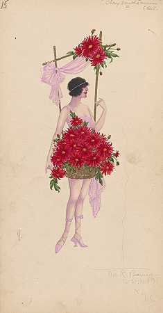 威尔·R·巴恩斯的《15朵菊花（红色）》