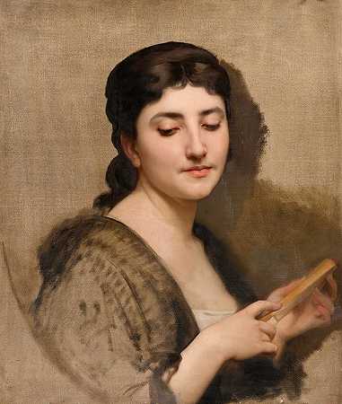 威廉·阿道夫·布格罗的《一个带着扇子的年轻女人》