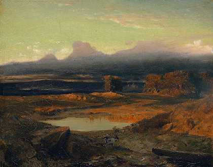 《日落时的风景》，1849年，阿诺德·伯克林著
