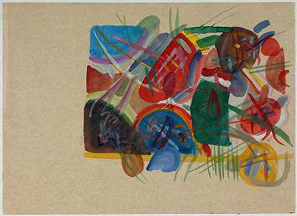 瓦西里·康定斯基的《水彩与森林和彩虹》