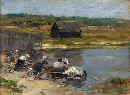 《池塘边的洗衣女工》（Eugène Boudin）