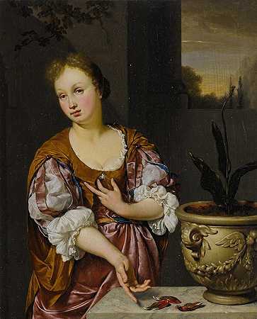 扬·范·米埃里斯（Jan Van Mieris）的《瓦尼塔斯年轻女子肖像》